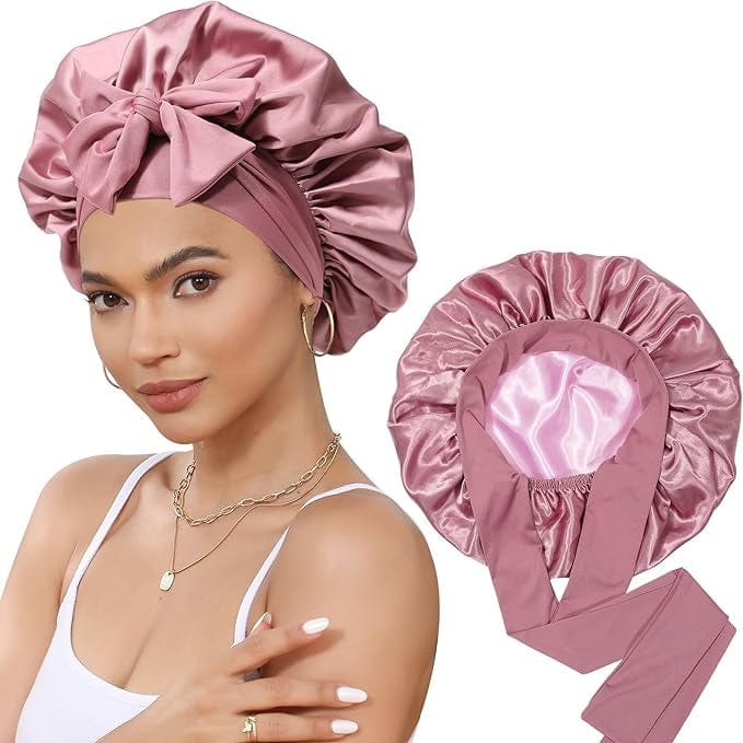 Smooth-Night by SilkyWay Premium™ (Hair Bonnet with Magic Tie Band)